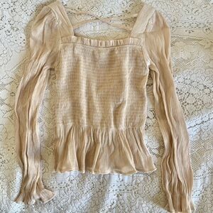 Gold sparkling peasant long sleeves blouse
